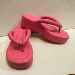 Melissa Pink Platform Flip Flop Thong Sandals US 8 EU 39 Y2K Chunky Neon